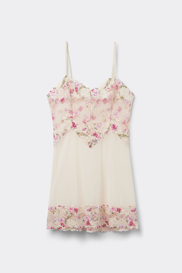 Babydoll din tul și dantelă cu imprimeu Pretty Flowers Babydoll din tul și dantelă cu imprimeu Pretty Flowers