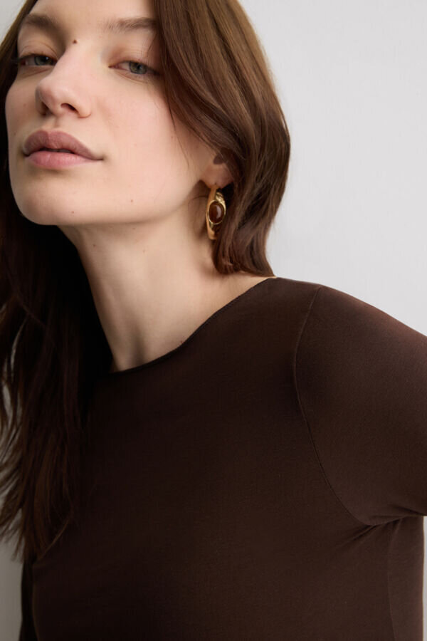 Bluză cu guler barcă din bumbac ultraleger Bluză cu guler barcă din bumbac ultraleger