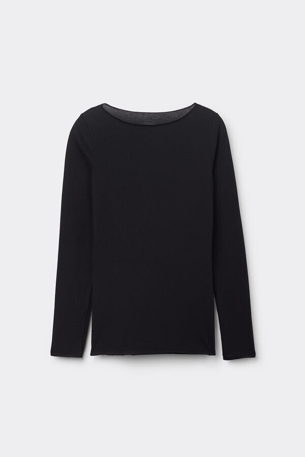Bluză cu guler barcă din bumbac ultraleger Bluză cu guler barcă din bumbac ultraleger