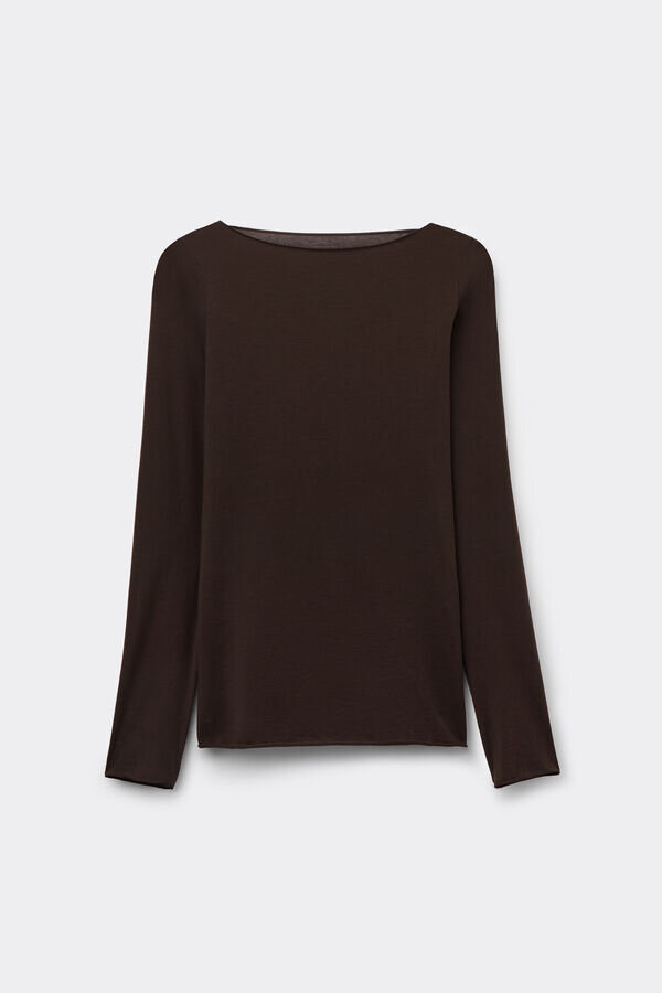Bluză cu guler barcă din bumbac ultraleger Bluză cu guler barcă din bumbac ultraleger