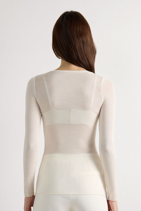 Bluză cu guler în V din modal ultraleger cu cașmir Bluză cu guler în V din modal ultraleger cu cașmir