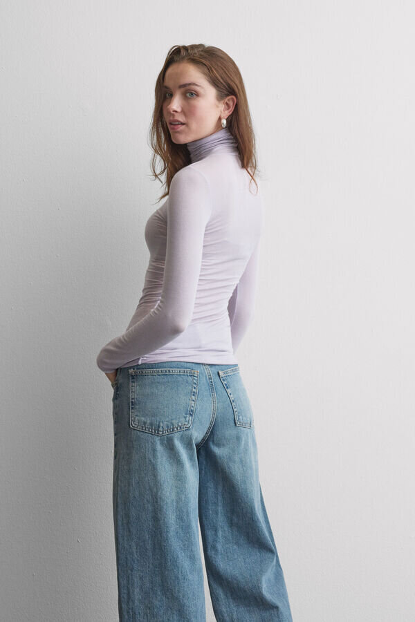 Bluză cu guler înalt din modal și cașmir ultralegere Bluză cu guler înalt din modal și cașmir ultralegere