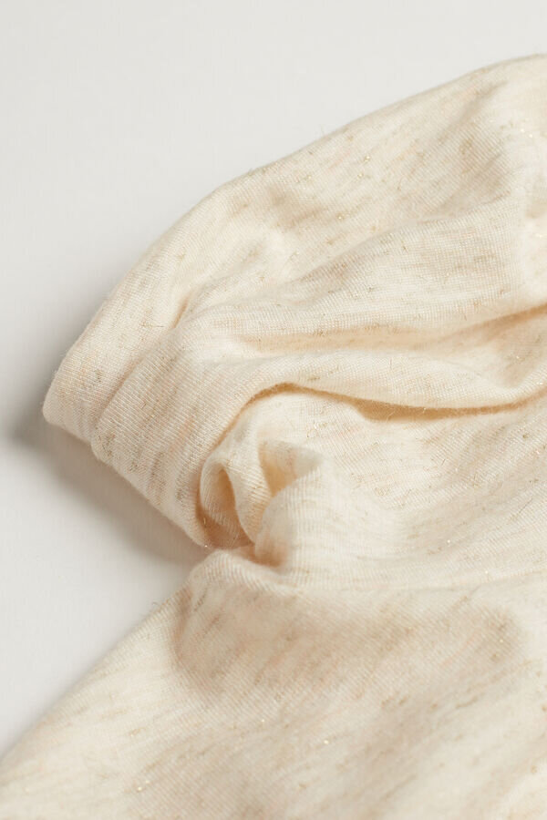 Bluză cu guler înalt din modal ușor cu lamé din cașmir Bluză cu guler înalt din modal ușor cu lamé din cașmir