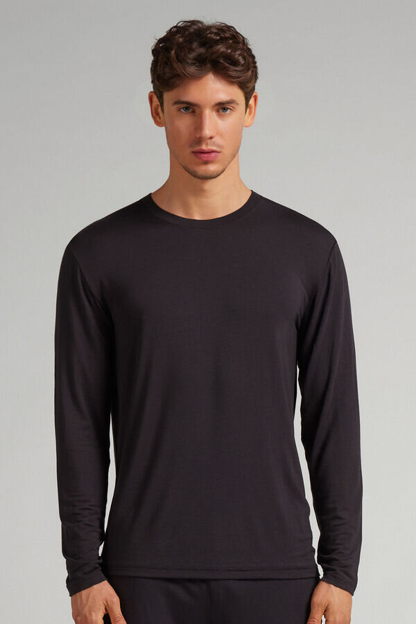 Bluză cu mâneci lungi din mătase moale Bluză cu mâneci lungi din mătase moale