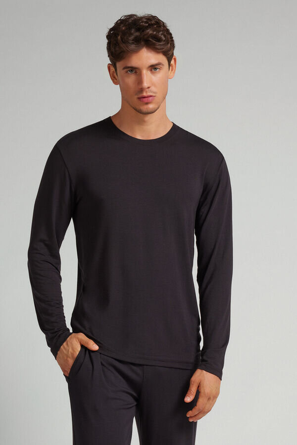 Bluză cu mâneci lungi din mătase moale Bluză cu mâneci lungi din mătase moale