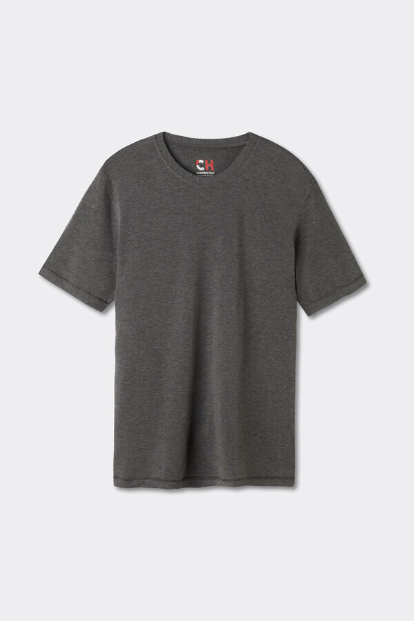 Bluză cu mâneci scurte din modal și cașmir Bluză cu mâneci scurte din modal și cașmir