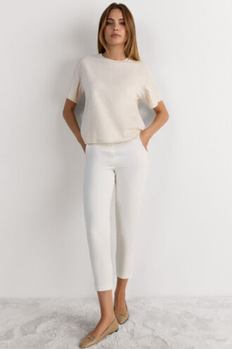 Bluză cu mâneci scurte și croi drept din bumbac