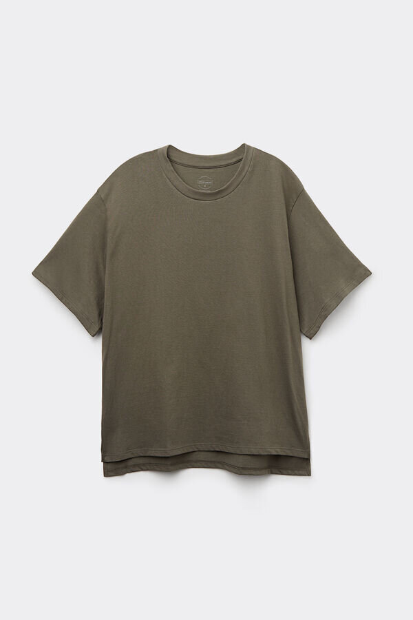 Bluză cu mâneci scurte și croi drept din bumbac Bluză cu mâneci scurte și croi drept din bumbac