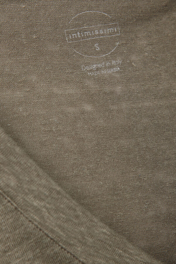 Bluză cu mâneci scurte și decolteu în V din in pur Bluză cu mâneci scurte și decolteu în V din in pur