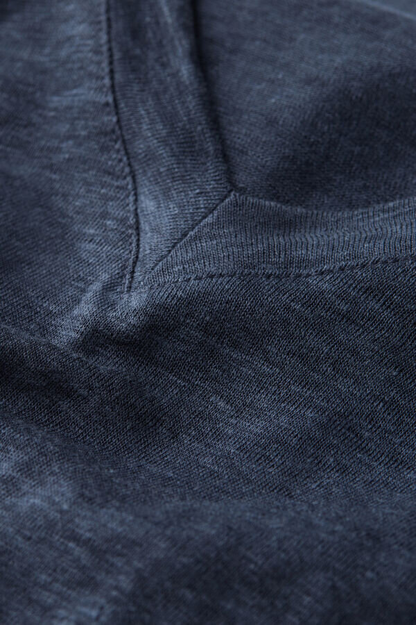 Bluză cu mâneci scurte și decolteu în V din in pur Bluză cu mâneci scurte și decolteu în V din in pur