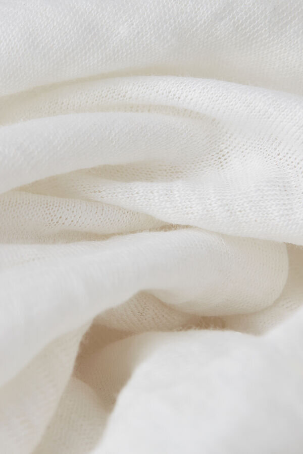 Bluză cu mâneci scurte și decolteu în V din in pur Bluză cu mâneci scurte și decolteu în V din in pur