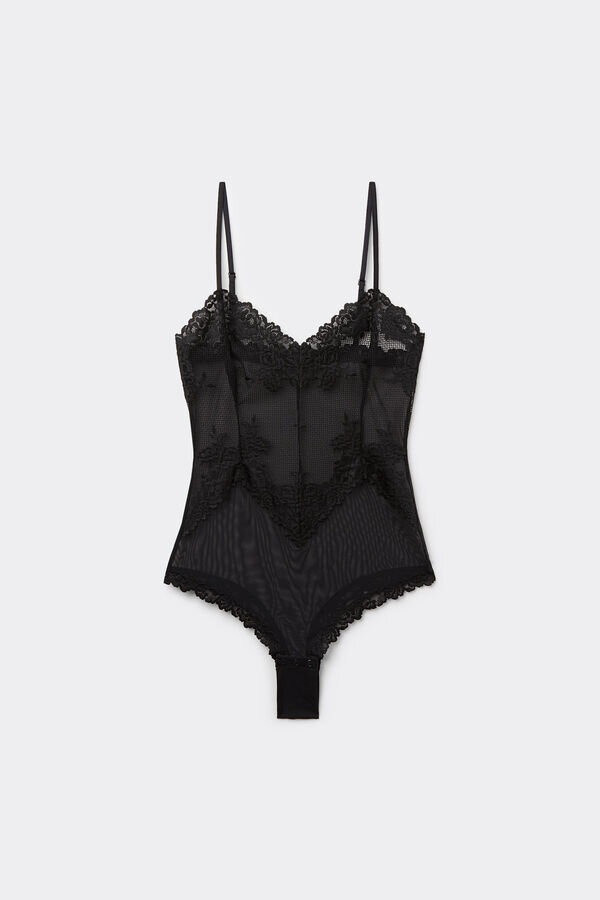 Body din tul și Lace Bodysuit Pretty Flowers Body din tul și Lace Bodysuit Pretty Flowers