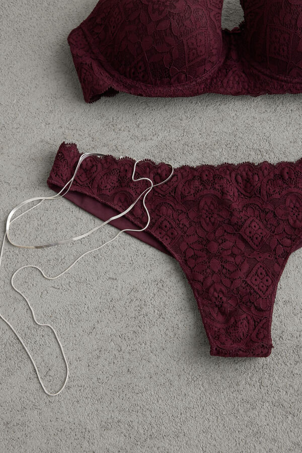 Chiloți Brazilian din microfibră și dantelă Chiloți Brazilian din microfibră și dantelă