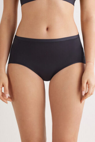 Chiloți din microfibră și dantelă cu talie înaltă