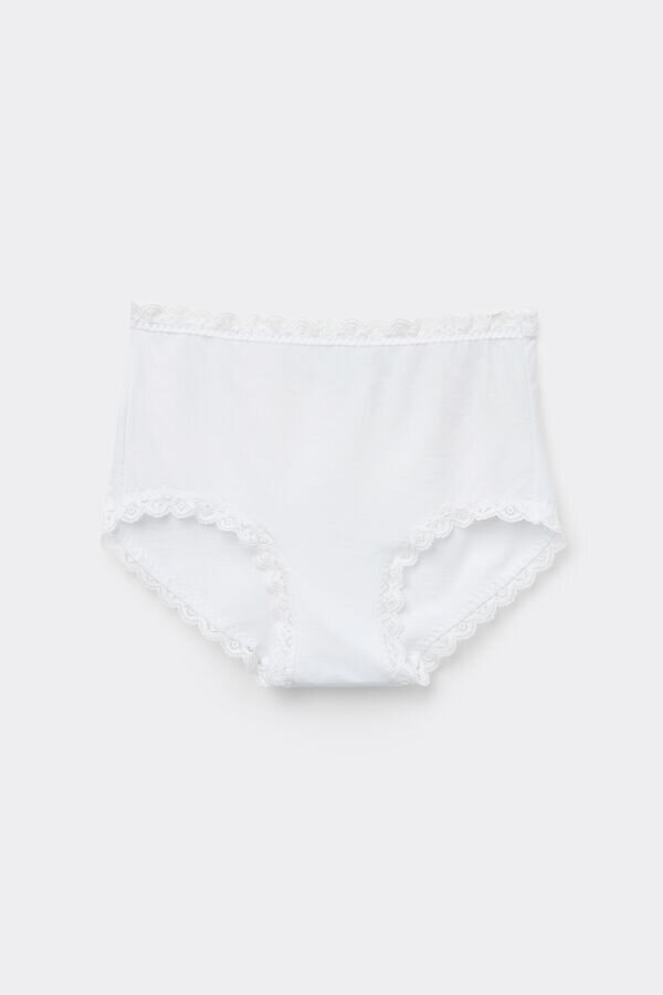 Chiloți hipster din bumbac și dantelă, cu talie înaltă Chiloți hipster din bumbac și dantelă, cu talie înaltă