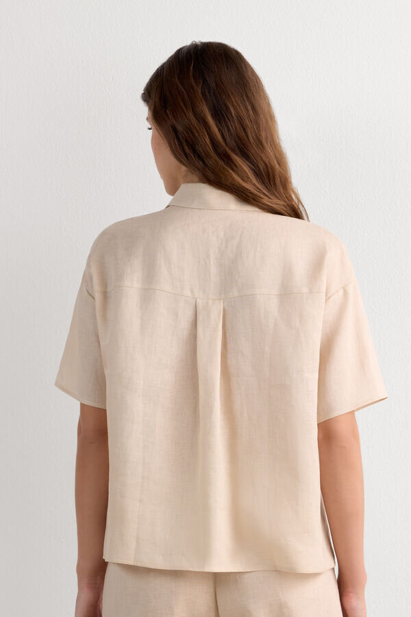 Cămașă cu mâneci scurte din in pur Cămașă cu mâneci scurte din in pur