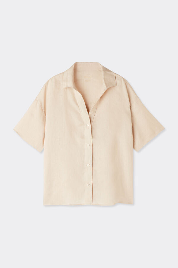 Cămașă cu mâneci scurte din in pur Cămașă cu mâneci scurte din in pur