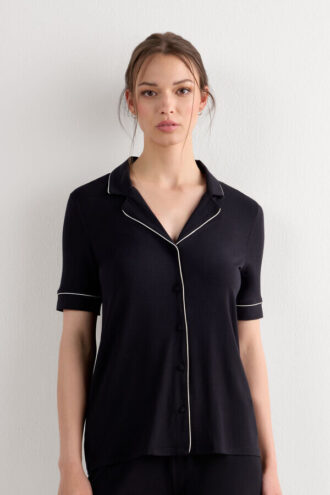 Cămașă cu mâneci scurte și nasturi din modal