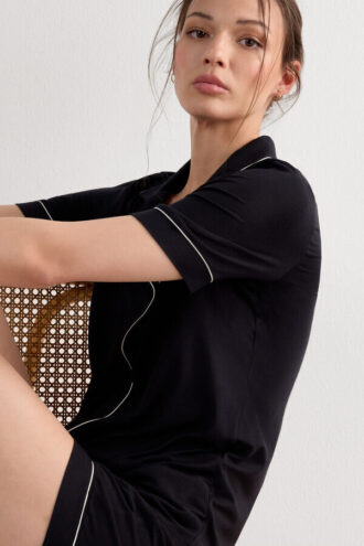 Cămașă cu mâneci scurte și nasturi din modal