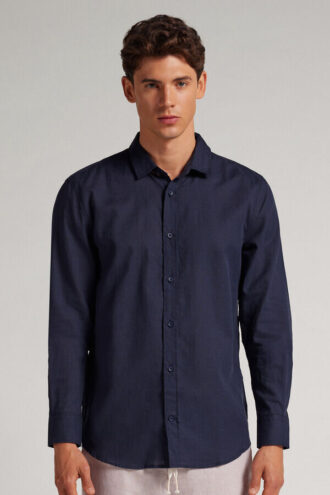 Cămașă din in și bumbac