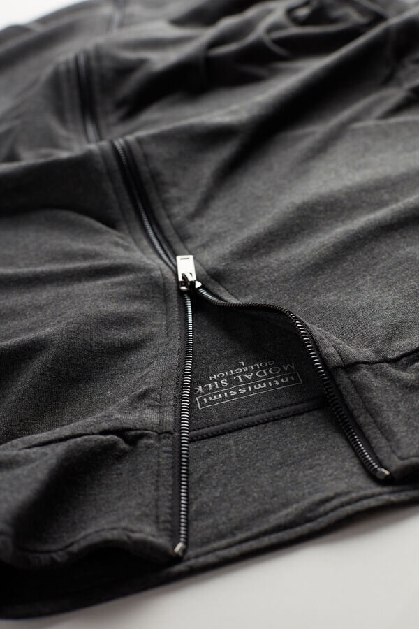 Hanorac cu fermoar din mătase și modal Hanorac cu fermoar din mătase și modal