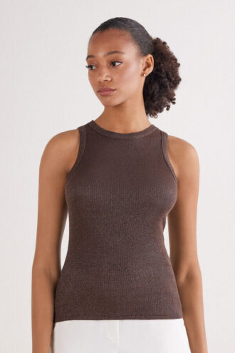 Maiou din bumbac cu nervuri și lamé