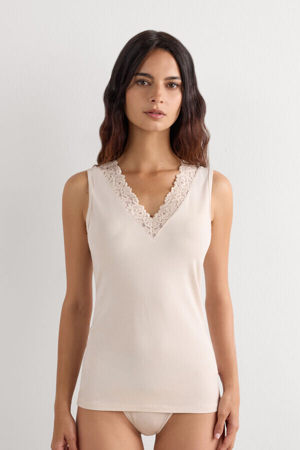 Maiou din modal și dantelă Pretty Flowers Maiou din modal și dantelă Pretty Flowers