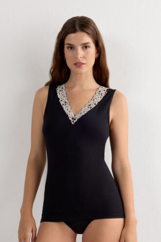 Maiou din modal și dantelă Pretty Flowers