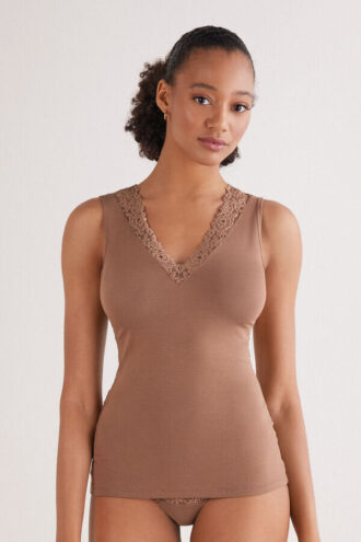 Maiou din modal și dantelă Pretty Flowers