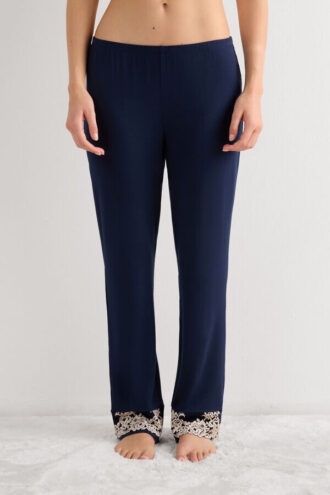 Pantaloni lungi din modal cu volane Pretty Flowers