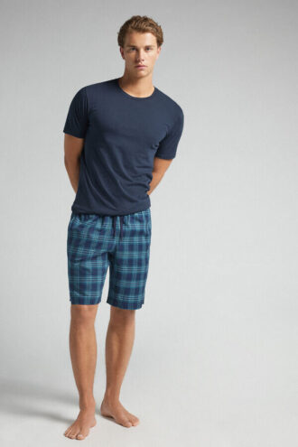 Pantaloni scurți din țesătură cu imprimeu în carouri