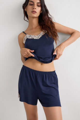 Pantaloni scurți din modal cu flori Pretty Flowers