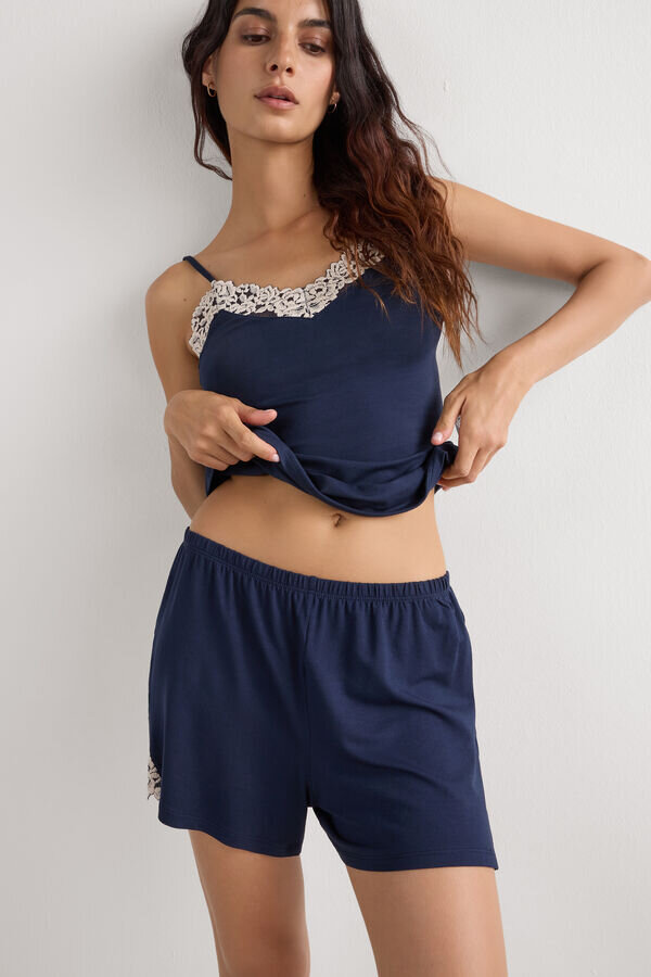 Pantaloni scurți din modal cu flori Pretty Flowers Pantaloni scurți din modal cu flori Pretty Flowers