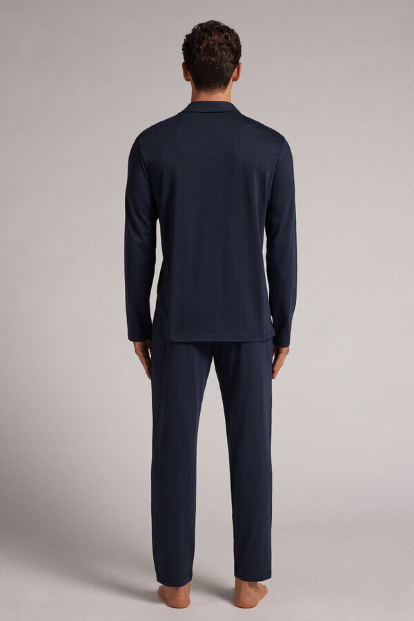 Pijamale lungi cu nasturi în față, din bumbac de calitate superioară Pijamale lungi cu nasturi în față, din bumbac de calitate superioară