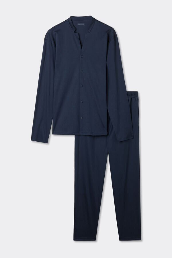 Pijamale lungi din bumbac, cu deschidere în față Pijamale lungi din bumbac, cu deschidere în față