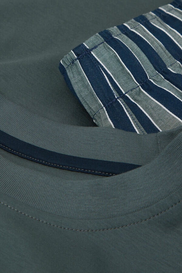 Pijamale lungi din bumbac mercerizat premium și țesătură cu imprimeu în dungi Pijamale lungi din bumbac mercerizat premium și țesătură cu imprimeu în dungi