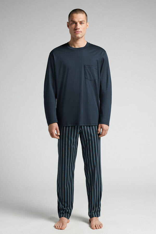 Pijamale lungi din bumbac mercerizat premium imprimat Pijamale lungi din bumbac mercerizat premium imprimat