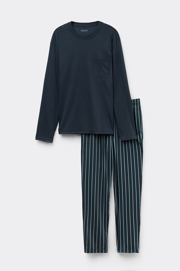 Pijamale lungi din bumbac mercerizat premium imprimat Pijamale lungi din bumbac mercerizat premium imprimat