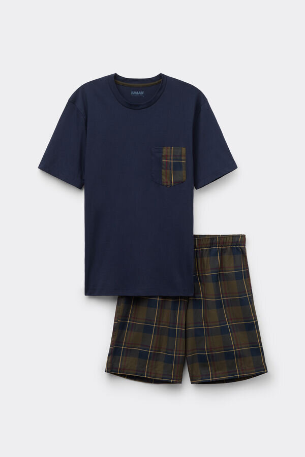 Pijamale scurte din bumbac cu imprimeu tartan Pijamale scurte din bumbac cu imprimeu tartan