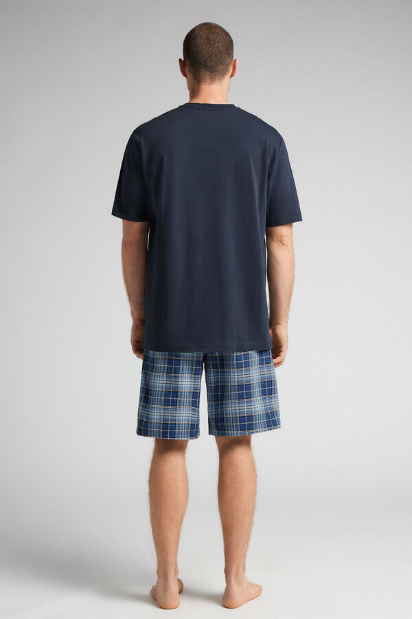 Pijamale scurte din bumbac și țesătură cu imprimeu în carouri Pijamale scurte din bumbac și țesătură cu imprimeu în carouri