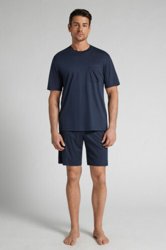 Pijamale scurte din bumbac mercerizat premium cu imprimeu cu puncte