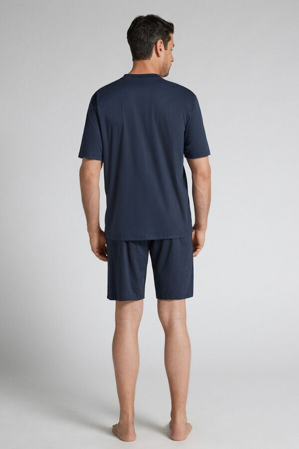 Pijamale scurte din bumbac mercerizat premium cu imprimeu cu puncte Pijamale scurte din bumbac mercerizat premium cu imprimeu cu puncte