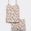 Pijamale scurte din bumbac superior cu imprimeu Pretty Flowers și camisol