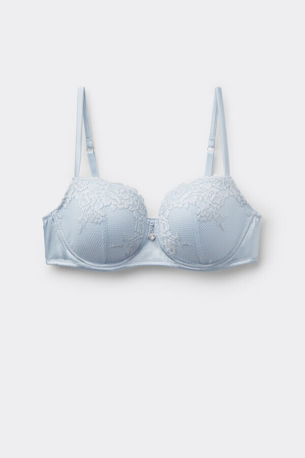 Sutien balconette din mătase și dantelă Sofia cu flori mătăsoase Sutien balconette din mătase și dantelă Sofia cu flori mătăsoase