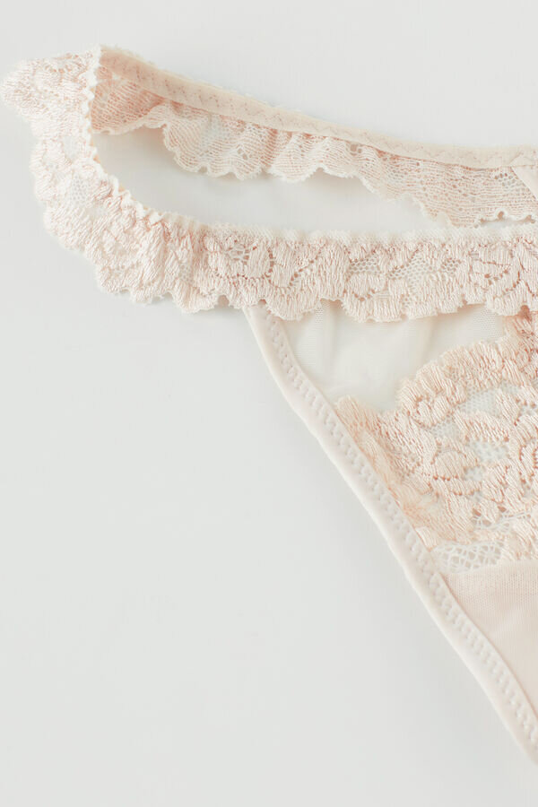 Tanga din tul cu flori drăguțe Tanga din tul cu flori drăguțe