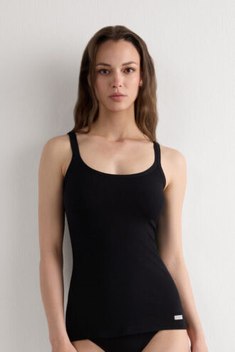 Top cu bretele subțiri din bumbac