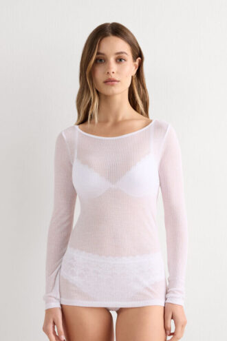 Top cu mâneci lungi din material ultranatural cu cașmir