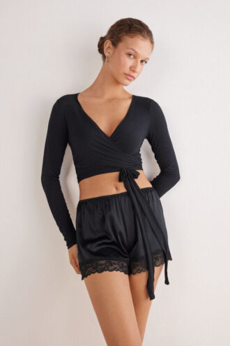 Top cu mâneci lungi din modal ultraleger cu cașmir