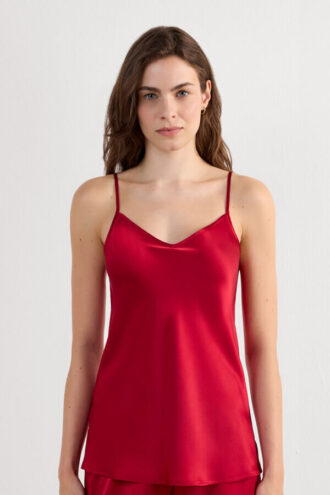 Top din satin de mătase cu decolteu în V