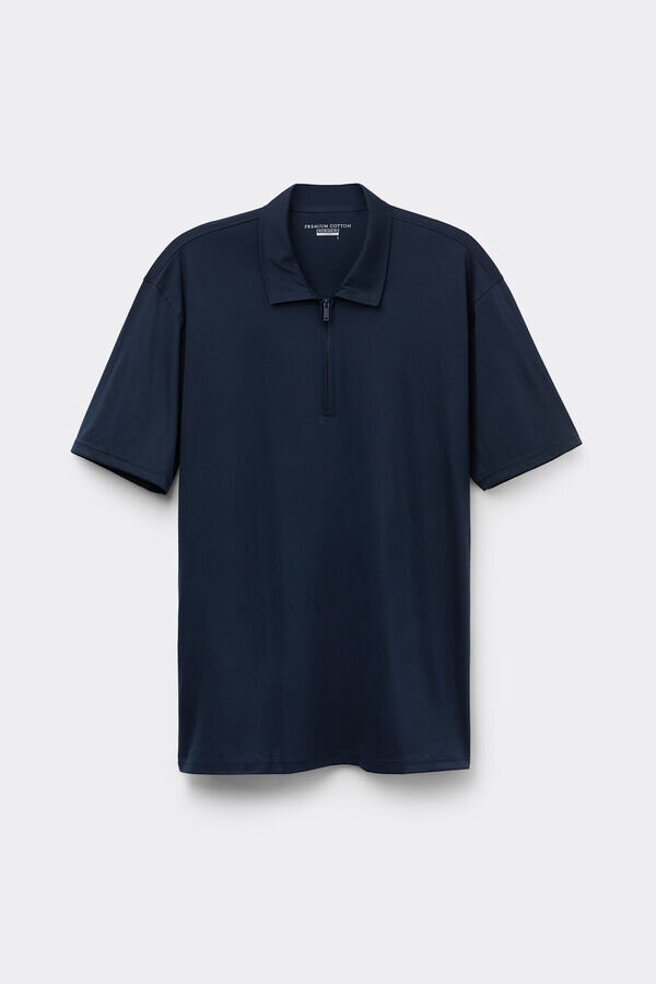 Tricou polo cu mânecă scurtă și fermoar din bumbac mercerizat premium Tricou polo cu mânecă scurtă și fermoar din bumbac mercerizat premium